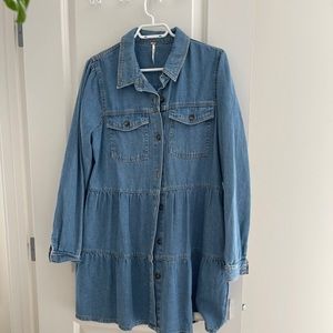 FREEPEOPLE tiered Denim Dress with Pockets